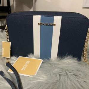 Michael Kors Large EW Jet Set Crossbody Bag- Navy